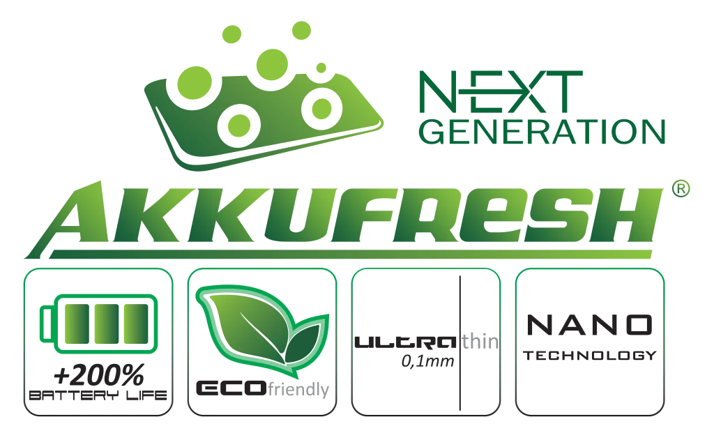 AkkuFresh® Next Generation™ logo with 4 mail icons